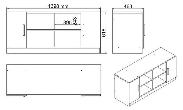 Set birou VO13-BA, nuc/gri antracit, PAL melaminat