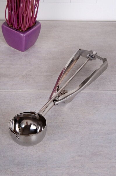 Lingura pentru inghetata C-ZZ-16027, crom, metal, 6x22 cm