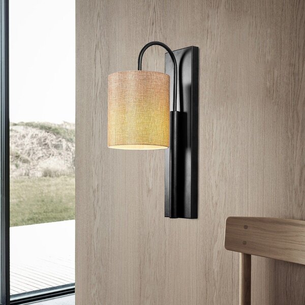 Lampa perete BASTON-3461, negru/crem, metal/material textil, 14x20x42