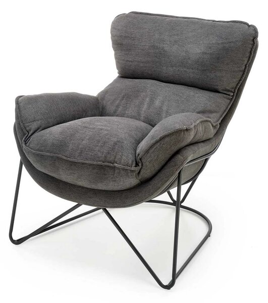 Scaun relaxare living VOLKER, gri, stofa clasica/metal, 75x88x85 cm
