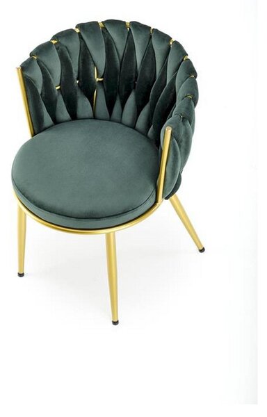Scaun K517, verde inchis/auriu, stofa catifelata/metal, 57x60x79 cm