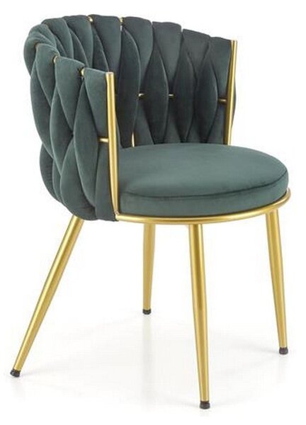 Scaun K517, verde inchis/auriu, stofa catifelata/metal, 57x60x79 cm