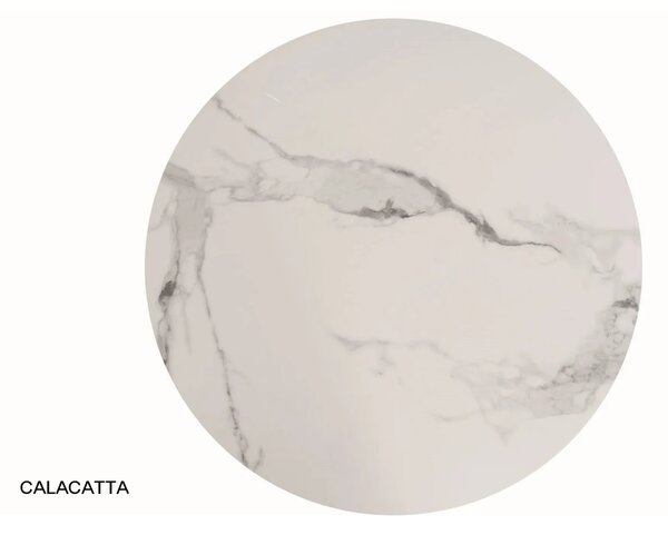 Masa ESPERO, alb cu efect de marmura/alb, ceramica/metal, 90x90x75 cm