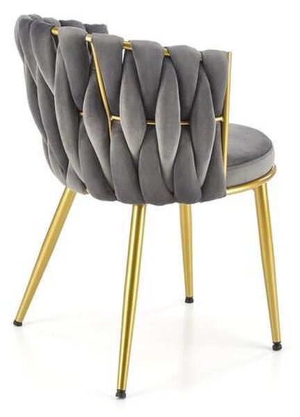 Scaun K517, gri/auriu, stofa catifelata/metal, 57x60x79 cm