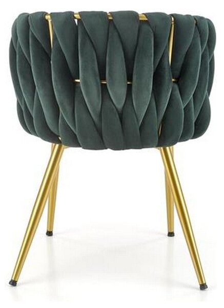 Scaun K517, verde inchis/auriu, stofa catifelata/metal, 57x60x79 cm