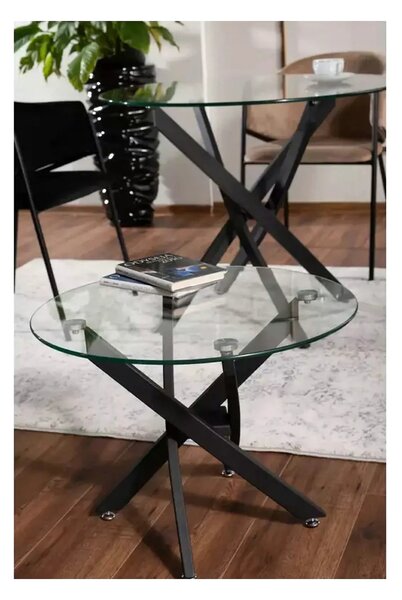 Masa sticla transparenta AGIS, sticla/metal, 90x90x72 cm