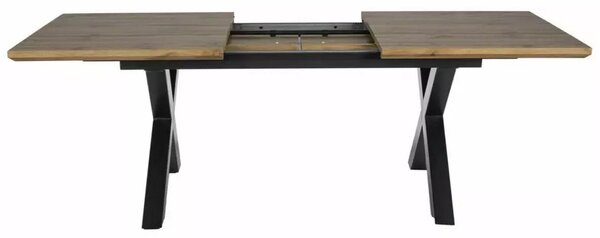 Masa de living extensibila XAVIERO II, stejar artisan/negru mat, 160-2