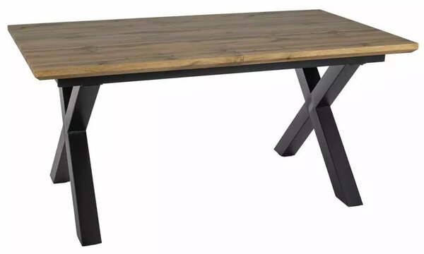 Masa de living extensibila XAVIERO II, stejar artisan/negru mat, 160-2