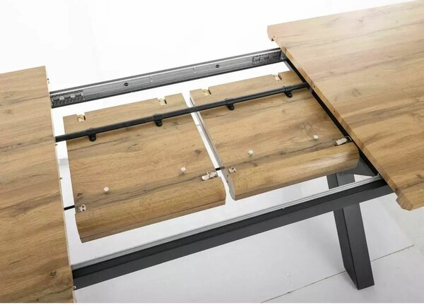 Masa de living extensibila XAVIERO II, stejar artisan/negru mat, 160-2