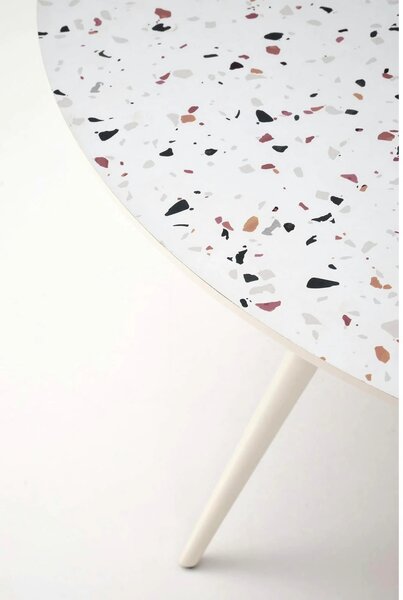 Masa ARAMIS, alb/terrazzo, 120x120x76 cm