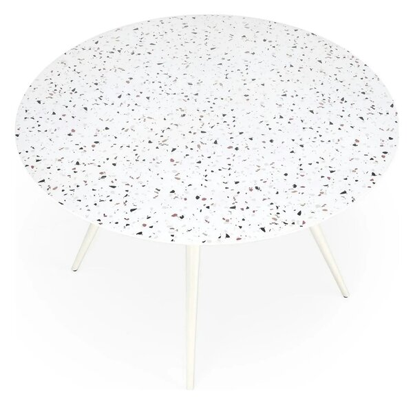 Masa ARAMIS, alb/terrazzo, 120x120x76 cm
