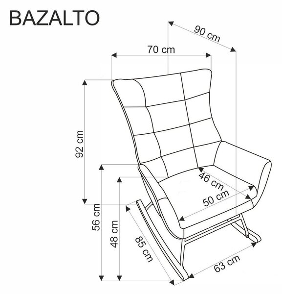 Scaun balansoar tapitat BAZALTO, bej/negru, stofa catifelata, 70x90x92
