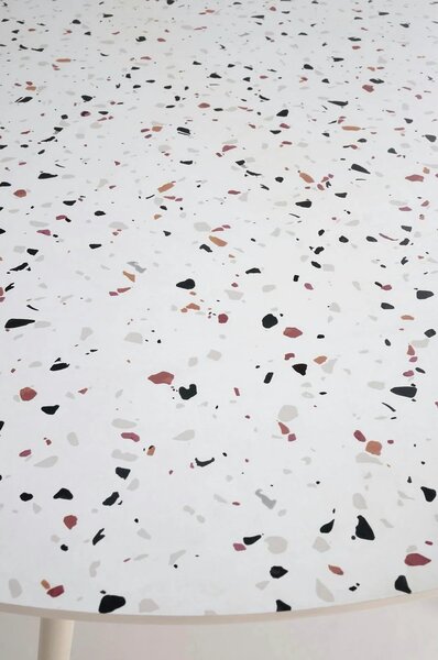 Masa ARAMIS, alb/terrazzo, 120x120x76 cm
