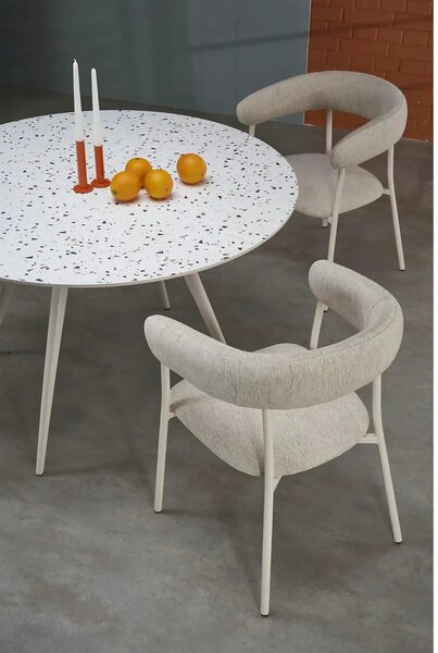 Masa ARAMIS, alb/terrazzo, 120x120x76 cm