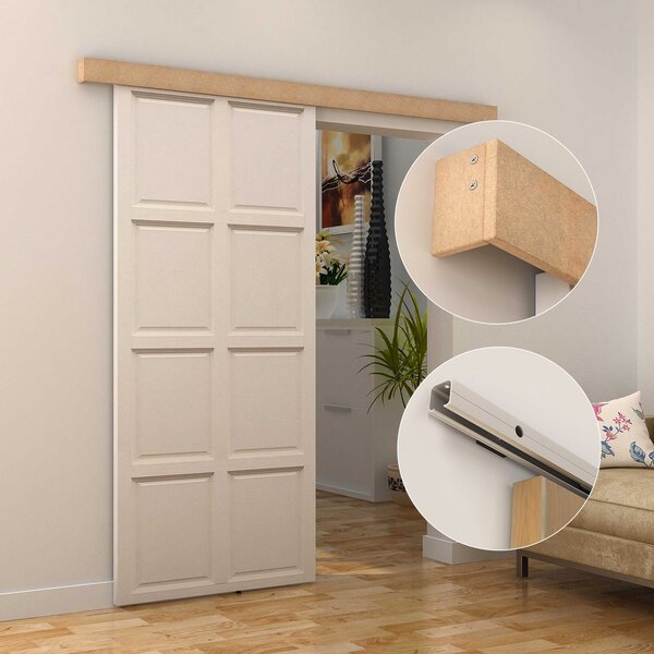 HOMCOM sina cu set de accesorii pentru usi glisante din lemn rustic | Aosom Romania