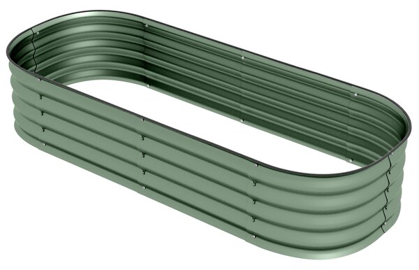Outsunny Paturi Inaltate Galvanizate pentru Gradina, Cutie Inaltata din Metal cu Margine de Siguranta, pentru Cultivarea Florilor, Ierburilor, Verde