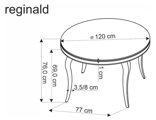 Masa REGINALD 2, negru/auriu, sticla/metal, 120x120x76 cm