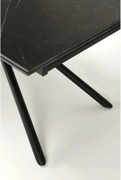 Masa blat ceramica/metal VITORINO, negru, 160/220x90x75 cm