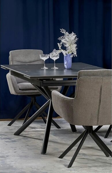 Masa blat ceramica/metal VITORINO, negru, 160/220x90x75 cm