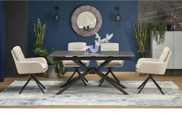 Masa blat ceramica/metal VITORINO, negru, 160/220x90x75 cm