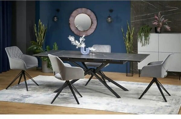 Masa blat ceramica/metal VITORINO, negru, 160/220x90x75 cm