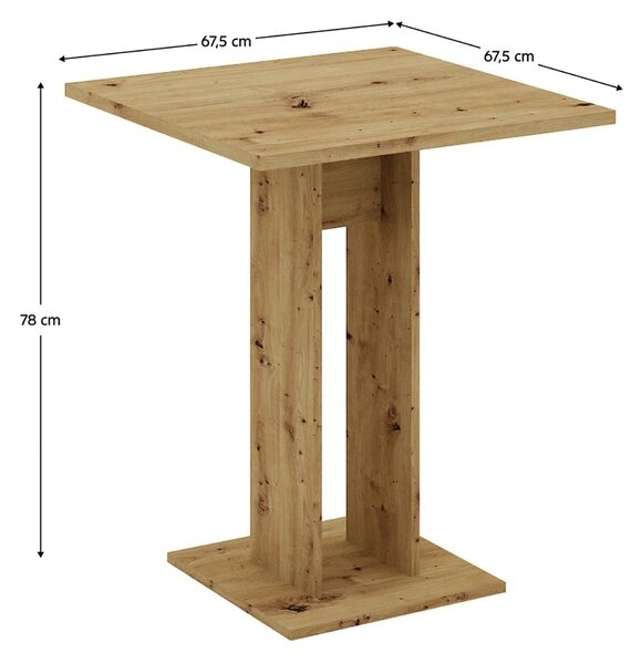 Masa EVERET, stejar artisan, DTD laminat, 68x68x78 cm