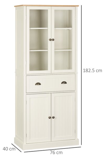 Bufet Independent HOMCOM pentru Bucatarie, Dulap Depozitare 5 Nivele cu Rafturi Sertar, Design Modern, Alb-Crem | Aosom Romania