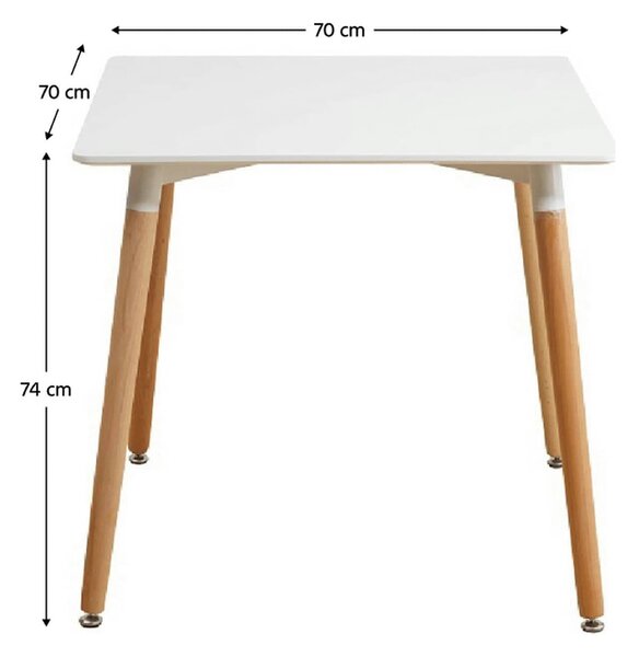 Masa DIDIER 4, alb/stejar, 70x70x74 cm