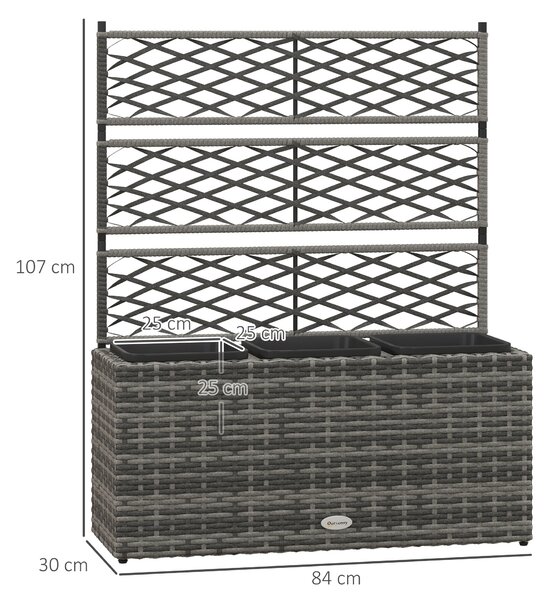 Outsunny Jardinieră de Gradină Autoportantă, Pat de Flori pentru Plante Cățărătoare, Design Modern, 84x30x107cm, Gri Deschis | Aosom Romania