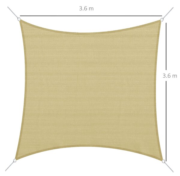 Outsunny Copertină Pânză Velier Impermeabilă HDPE pentru Grădină Culoare Nisip 360x360cm | Aosom Romania