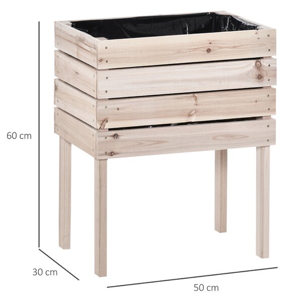Outsunny Jardiniera Ridicata Lemn Natural, Suport 4 Ghivece Plante, Design Exterior 50x30x60cm | Aosom Romania
