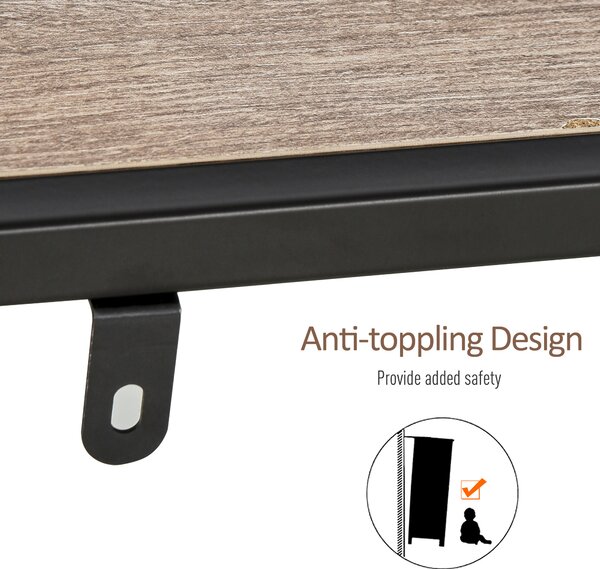 HOMCOM Raft Biblioteca din Lemn Culoare Stejar cu 5 Rafturi, Sistem Controlul Stabilitatii, Cadru din Metal Negru 120x32x95cm | Aosom Romania
