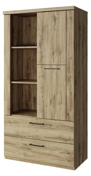 Biblioteca DOORSET, stejar navarra, PAL, cu 1 usa si 2 sertare, 157x80