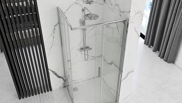 Rea Punto, cabină de duș cu ușă glisantă 100 (uşă) x 80 (uşă) x 190 cm, sticlă transparentă de 5 mm, profil cromat, REA-K1889