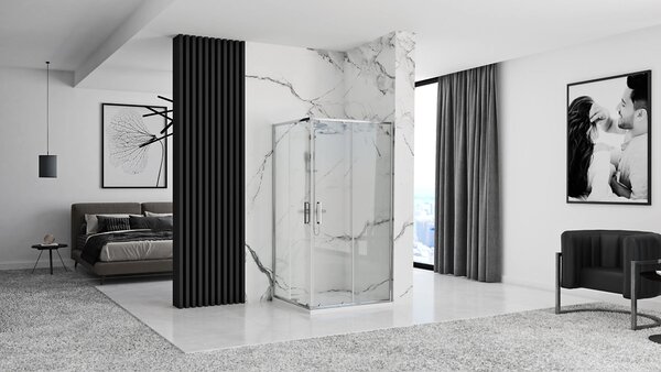 Rea Punto, cabină de duș cu ușă glisantă 100 (uşă) x 80 (uşă) x 190 cm, sticlă transparentă de 5 mm, profil cromat, REA-K1889