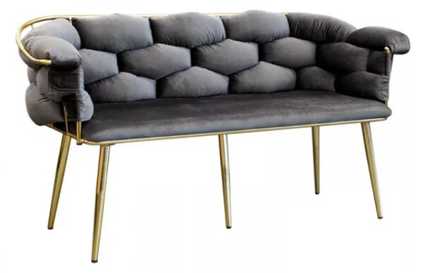 Canapea catifea, 135x60x88 cm, Negru