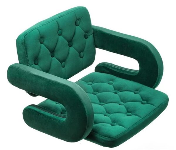 Scaun bar, înălțime reglabilă, rotativ, suport picioare, catifea, Verde