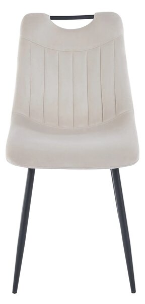 Scaun dining, tapiterie catifea, cadru metalic, Bej