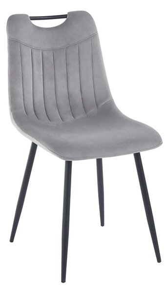 Scaun dining, tapiterie catifea, cadru metalic, Gri