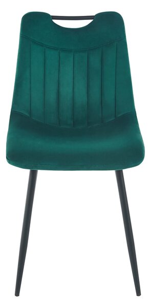 Scaun dining, tapiterie catifea, cadru metalic, Verde