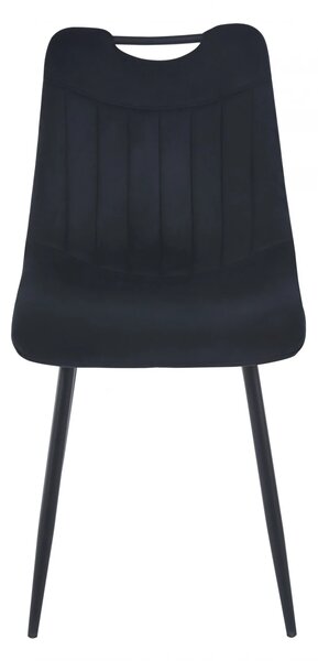 Scaun dining, tapiterie catifea, cadru metalic, Negru