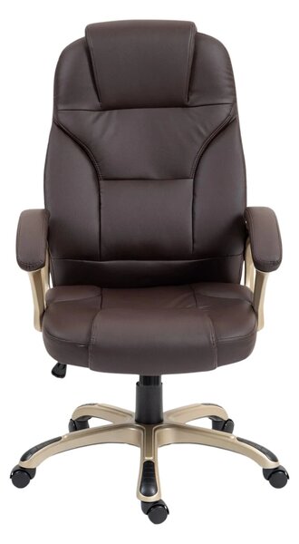 DESMOND Scaun directorial, recliner, pivotant, inaltime reglabila, rezistent 150 kg, piele PU, Maro Inchis