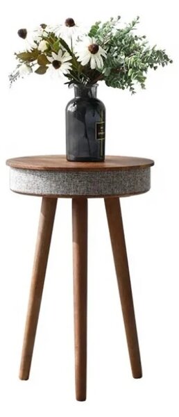 MOBHomeWood, Măsuța inteligentă de cafea, cu boxe încorporate, Bluethooth, încărcare Wireless și USB, design minimalist, Gri/Lemn