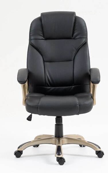 DESMOND Scaun directorial, recliner, pivotant, inaltime reglabila, rezistent 150 kg, piele PU, Negru