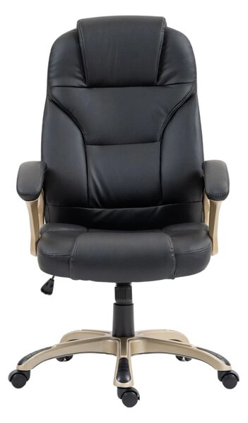 DESMOND Scaun directorial, recliner, pivotant, inaltime reglabila, rezistent 150 kg, piele PU, Negru