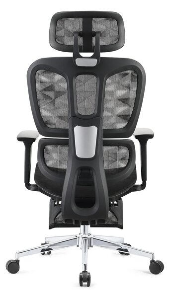 ERGOTHRONE Scaun ergonomic, Sezut Translatie, Cotiere 2D, suport picioare, Full Mesh, Negru