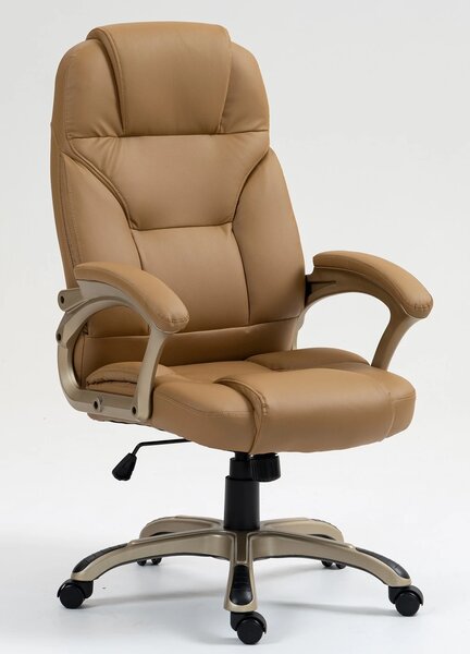 DESMOND Scaun directorial, recliner, pivotant, inaltime reglabila, rezistent 150 kg, piele PU, Maro