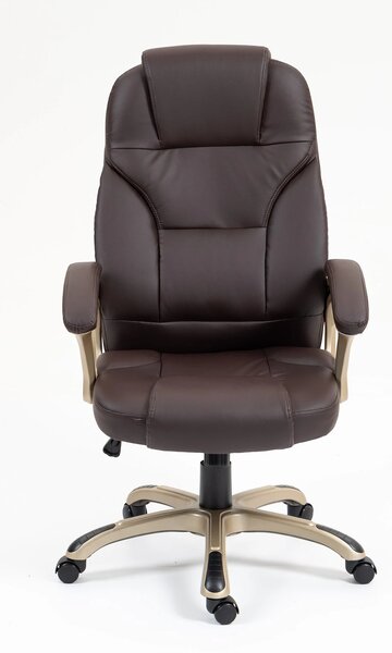 DESMOND Scaun directorial, recliner, pivotant, inaltime reglabila, rezistent 150 kg, piele PU, Maro Inchis