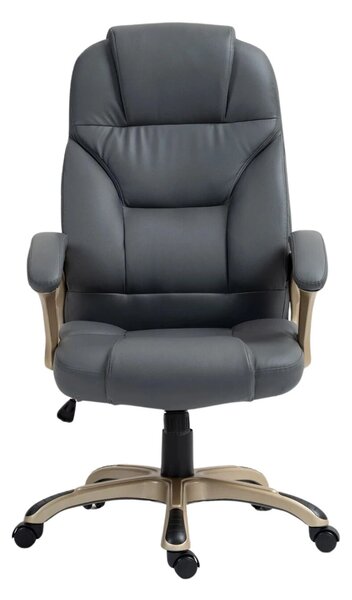 DESMOND Scaun directorial, recliner, pivotant, inaltime reglabila, rezistent 150 kg, piele PU, Gri