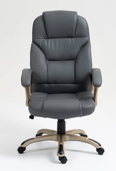 DESMOND Scaun directorial, recliner, pivotant, inaltime reglabila, rezistent 150 kg, piele PU, Gri